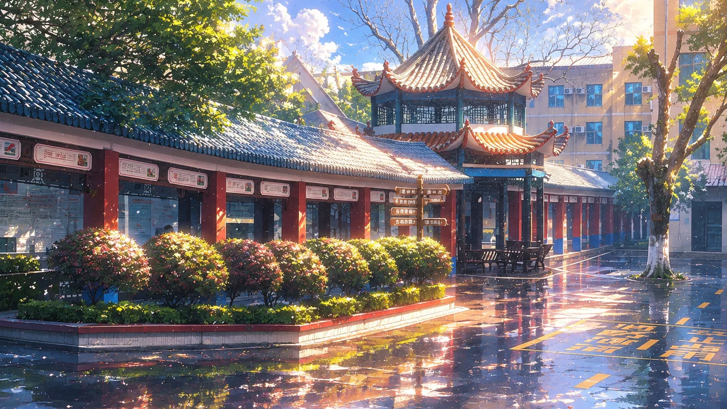 祁阳一中校园插画